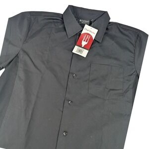 Chef Works Mens CSCV-BLK-M Cool Vent Cook Shirt Black Short Sleeve Medium NWT